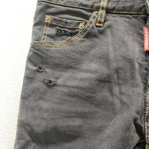 NEW DSQUARED2 Men’s Distressed Open-Knee Jeans – Black – Size 34 x 33 - Picture 8 of 10